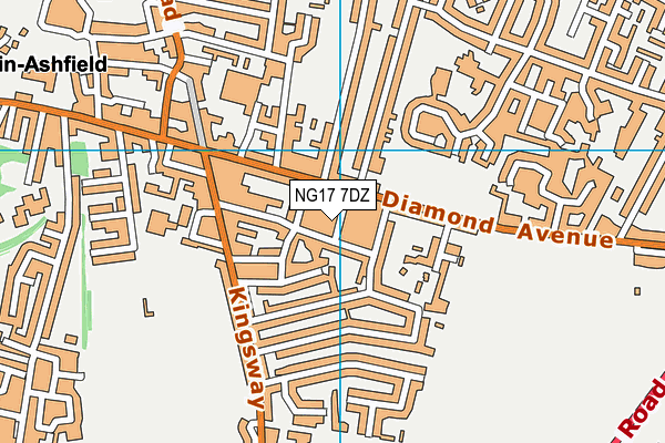NG17 7DZ map - OS VectorMap District (Ordnance Survey)