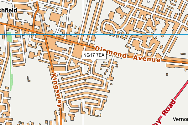 NG17 7EA map - OS VectorMap District (Ordnance Survey)