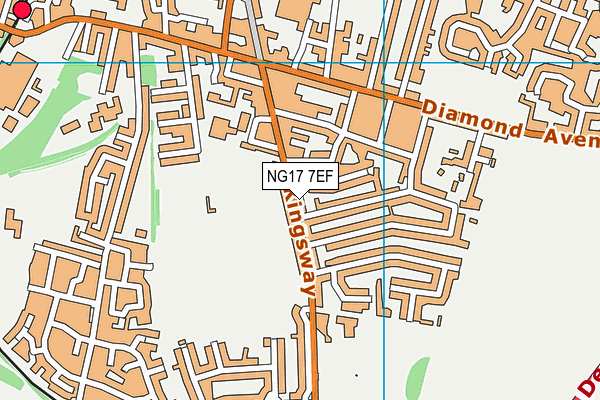 NG17 7EF map - OS VectorMap District (Ordnance Survey)