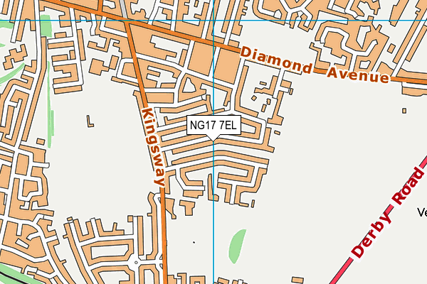 NG17 7EL map - OS VectorMap District (Ordnance Survey)