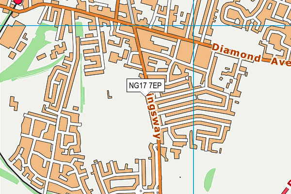 NG17 7EP map - OS VectorMap District (Ordnance Survey)