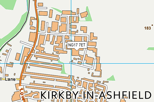 NG17 7ET map - OS VectorMap District (Ordnance Survey)