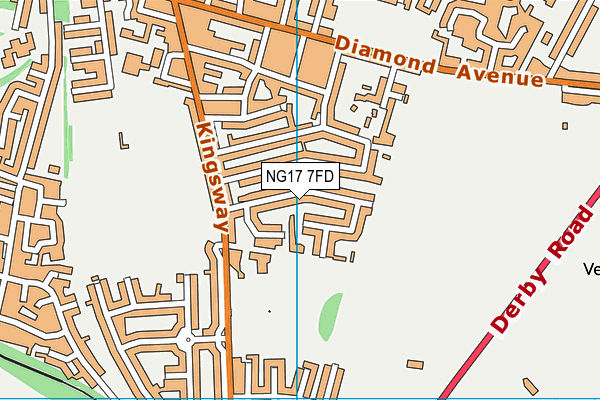 NG17 7FD map - OS VectorMap District (Ordnance Survey)