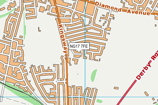 NG17 7FE map - OS VectorMap District (Ordnance Survey)