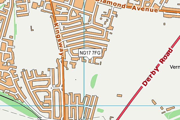 NG17 7FG map - OS VectorMap District (Ordnance Survey)