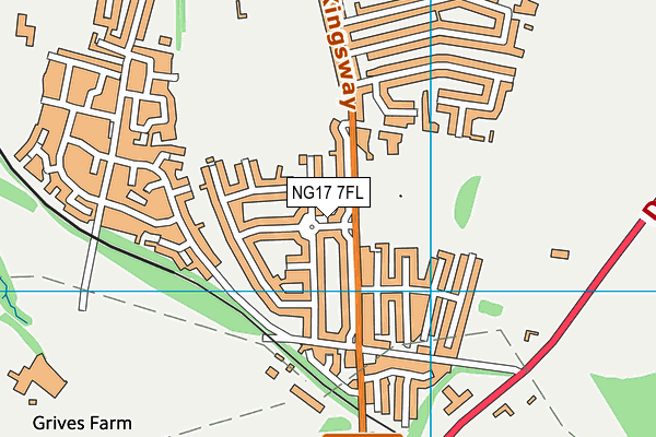 NG17 7FL map - OS VectorMap District (Ordnance Survey)