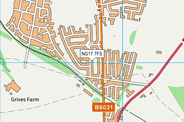 NG17 7FS map - OS VectorMap District (Ordnance Survey)