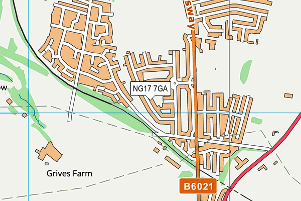 NG17 7GA map - OS VectorMap District (Ordnance Survey)