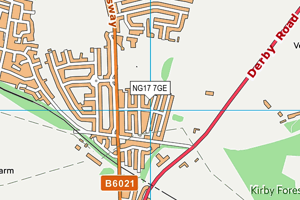 NG17 7GE map - OS VectorMap District (Ordnance Survey)