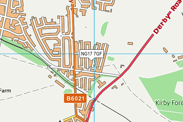 NG17 7GF map - OS VectorMap District (Ordnance Survey)