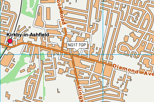 NG17 7GP map - OS VectorMap District (Ordnance Survey)