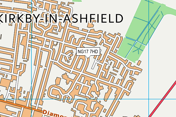 NG17 7HD map - OS VectorMap District (Ordnance Survey)