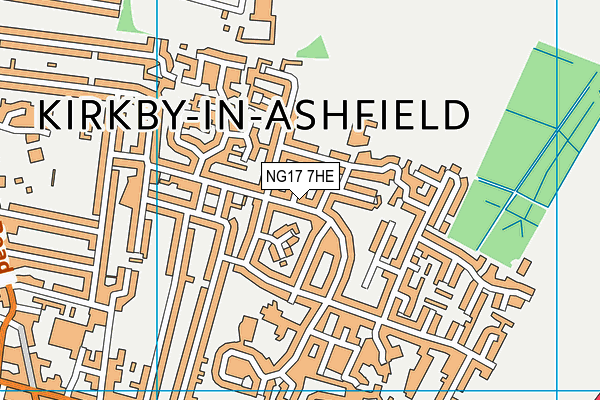 NG17 7HE map - OS VectorMap District (Ordnance Survey)