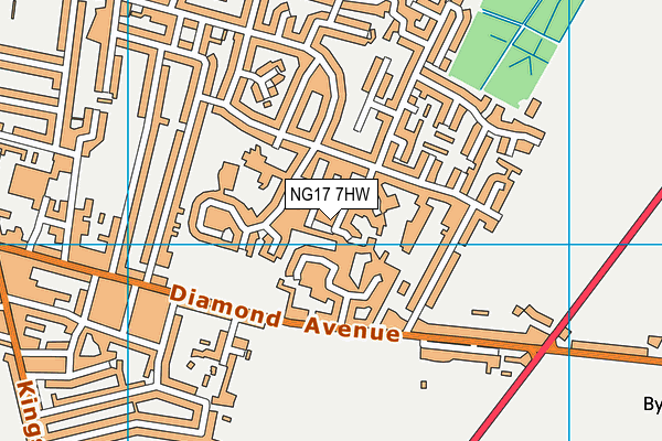 NG17 7HW map - OS VectorMap District (Ordnance Survey)