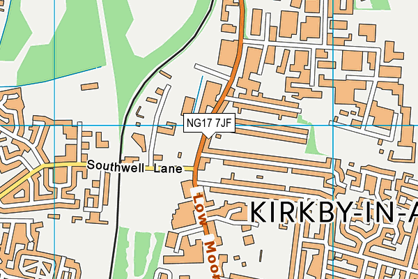 NG17 7JF map - OS VectorMap District (Ordnance Survey)