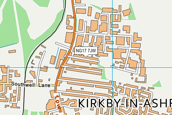 NG17 7JW map - OS VectorMap District (Ordnance Survey)