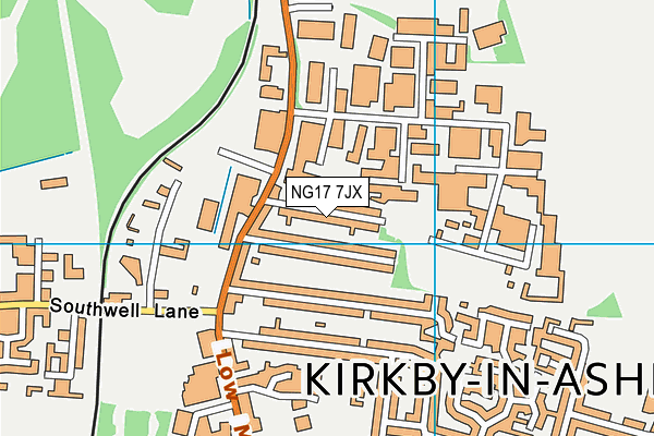 NG17 7JX map - OS VectorMap District (Ordnance Survey)