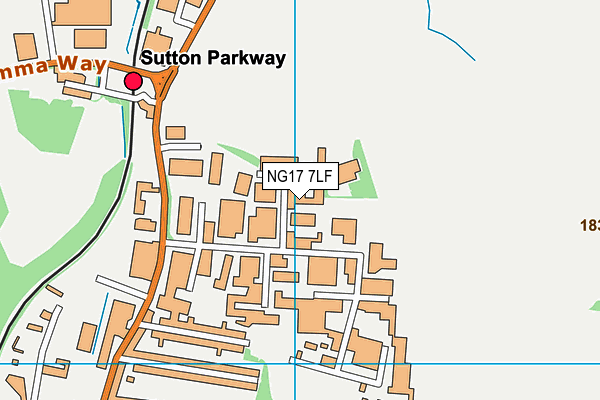 NG17 7LF map - OS VectorMap District (Ordnance Survey)