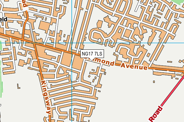 NG17 7LS map - OS VectorMap District (Ordnance Survey)