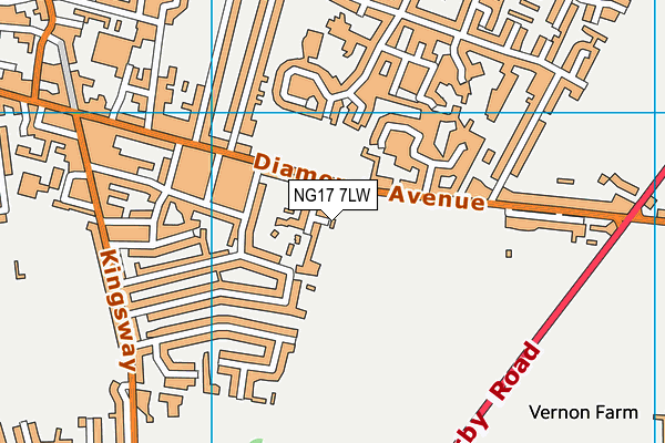 NG17 7LW map - OS VectorMap District (Ordnance Survey)