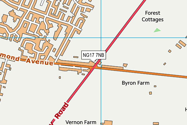 NG17 7NB map - OS VectorMap District (Ordnance Survey)