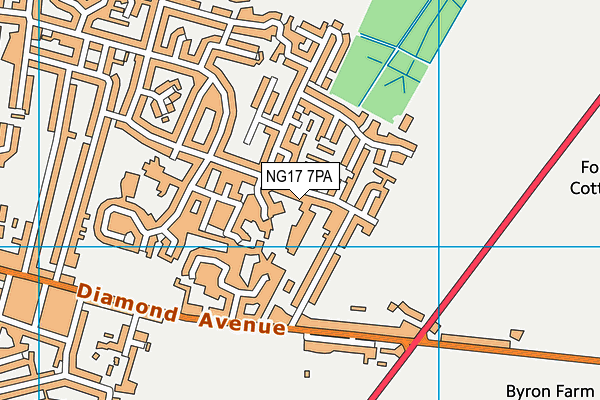 NG17 7PA map - OS VectorMap District (Ordnance Survey)