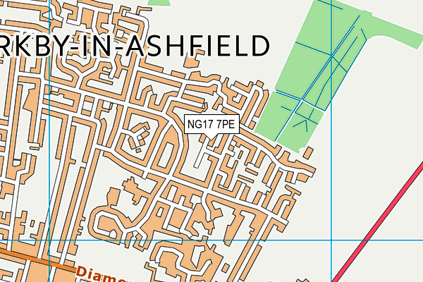 NG17 7PE map - OS VectorMap District (Ordnance Survey)