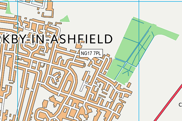 NG17 7PL map - OS VectorMap District (Ordnance Survey)