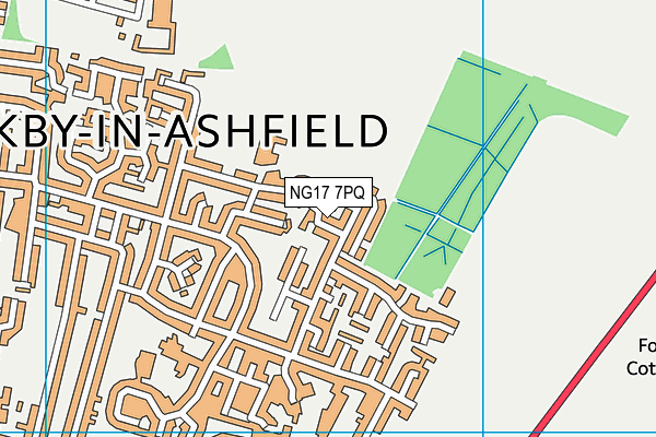 NG17 7PQ map - OS VectorMap District (Ordnance Survey)