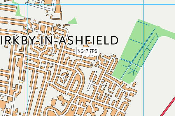 NG17 7PS map - OS VectorMap District (Ordnance Survey)