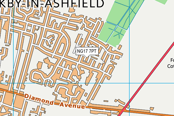 NG17 7PT map - OS VectorMap District (Ordnance Survey)