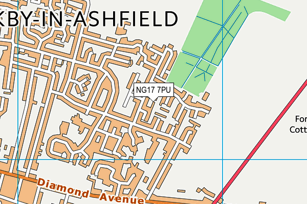 NG17 7PU map - OS VectorMap District (Ordnance Survey)