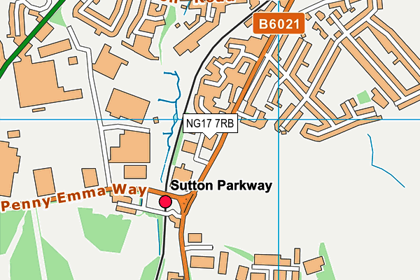 NG17 7RB map - OS VectorMap District (Ordnance Survey)