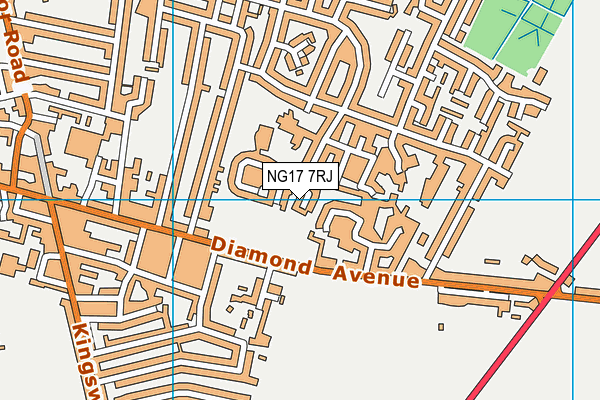 NG17 7RJ map - OS VectorMap District (Ordnance Survey)