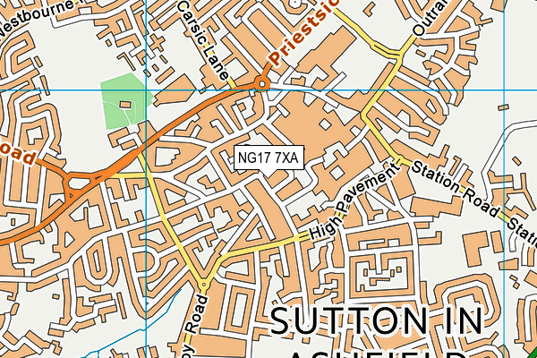 NG17 7XA map - OS VectorMap District (Ordnance Survey)