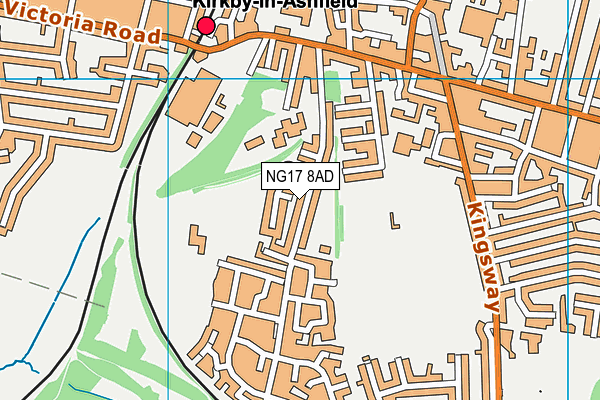NG17 8AD map - OS VectorMap District (Ordnance Survey)