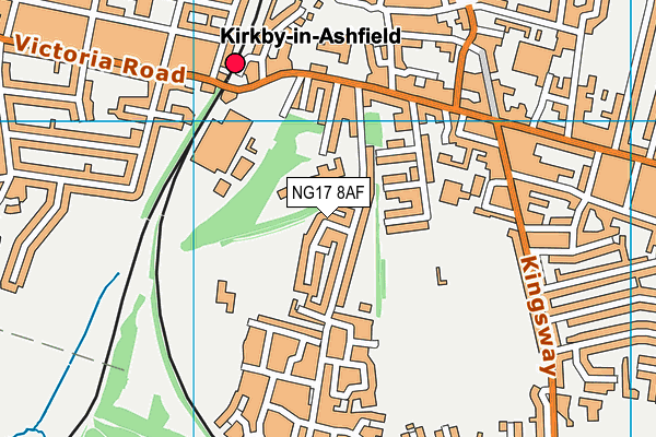 NG17 8AF map - OS VectorMap District (Ordnance Survey)