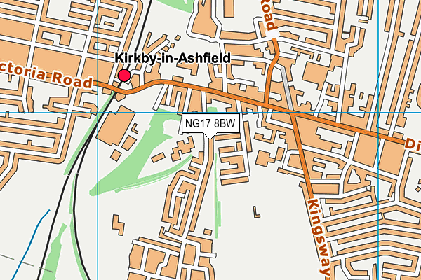 NG17 8BW map - OS VectorMap District (Ordnance Survey)