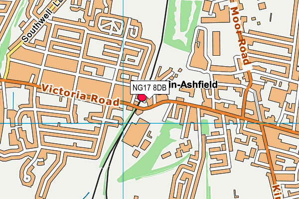 NG17 8DB map - OS VectorMap District (Ordnance Survey)