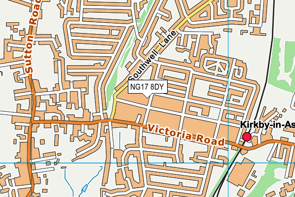 NG17 8DY map - OS VectorMap District (Ordnance Survey)