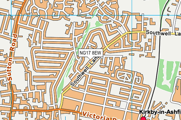 NG17 8EW map - OS VectorMap District (Ordnance Survey)