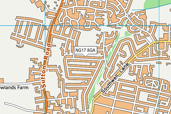 NG17 8GA map - OS VectorMap District (Ordnance Survey)