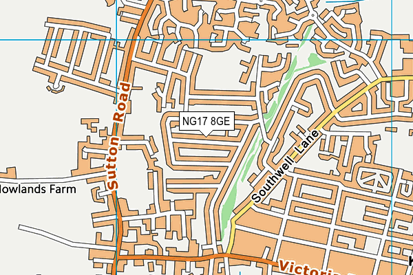 NG17 8GE map - OS VectorMap District (Ordnance Survey)