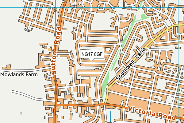 NG17 8GF map - OS VectorMap District (Ordnance Survey)