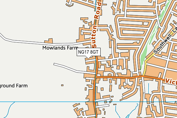 NG17 8GT map - OS VectorMap District (Ordnance Survey)
