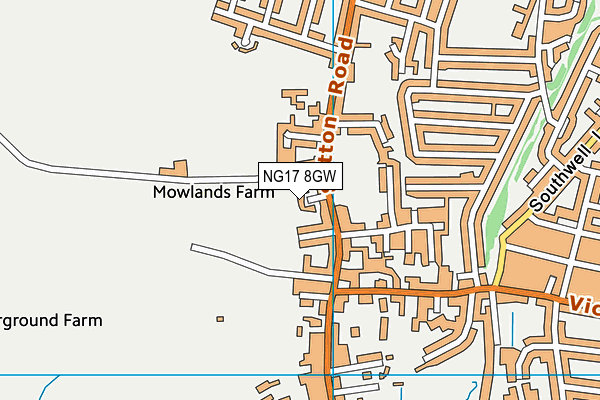 NG17 8GW map - OS VectorMap District (Ordnance Survey)