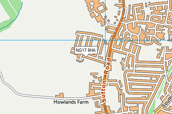 NG17 8HA map - OS VectorMap District (Ordnance Survey)