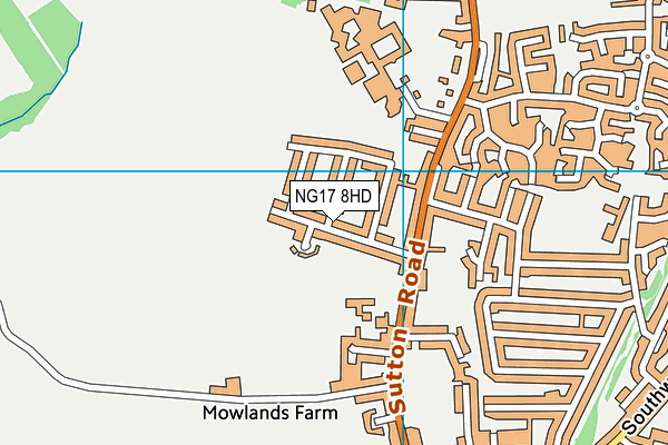 NG17 8HD map - OS VectorMap District (Ordnance Survey)