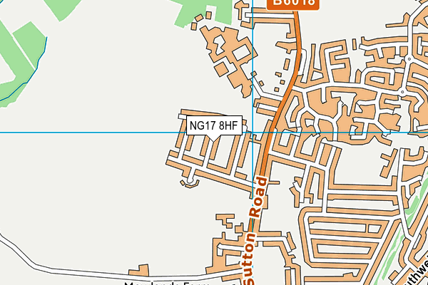 NG17 8HF map - OS VectorMap District (Ordnance Survey)