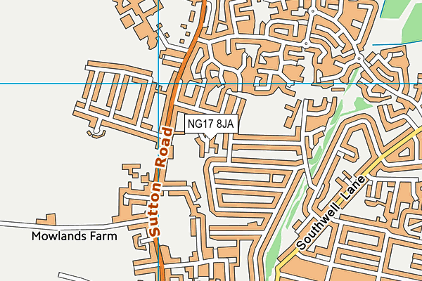 NG17 8JA map - OS VectorMap District (Ordnance Survey)